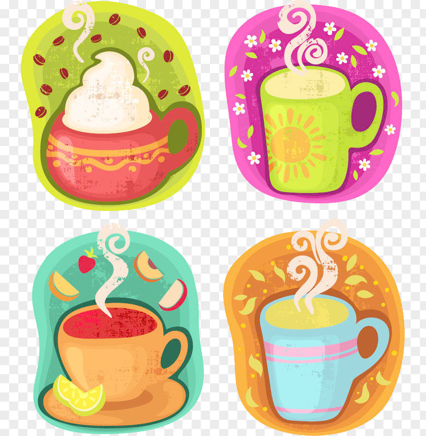 Hot Drinks Vector Illustration Coffee Tea Soft Drink Chocolate Cafe PNG