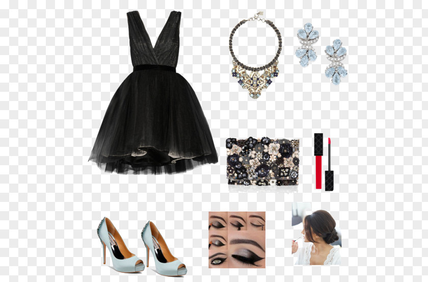 Black Dress And High Heels Robe High-heeled Footwear Shoe Clothing PNG