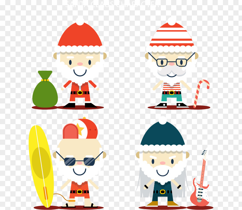 Different Identity Of Santa Claus Christmas Ornament Old Age Clip Art PNG