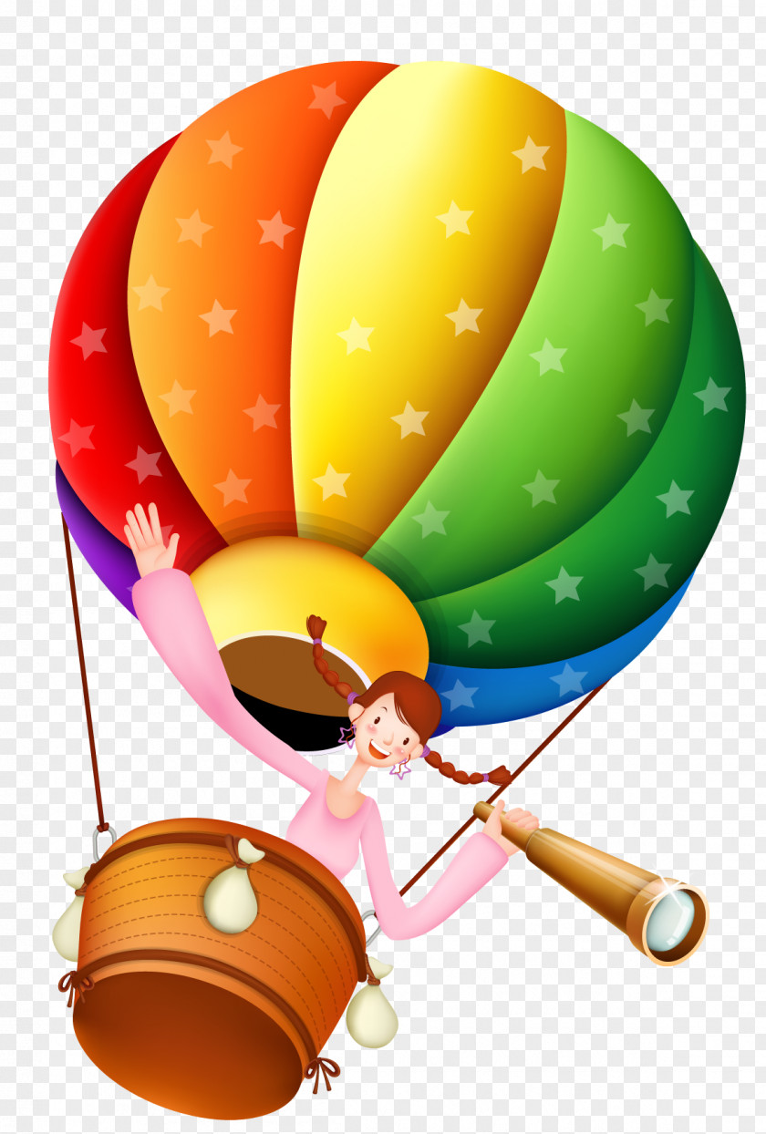 Ud569uc815ucd08ub4f1ud559uad50 Hot Air Balloon Learning PNG air balloon Learning, Cartoon girl hot look at the telescope clipart PNG