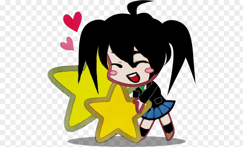 Animation Smile Cartoon Clip Art Black Hair Fictional Character Heart PNG