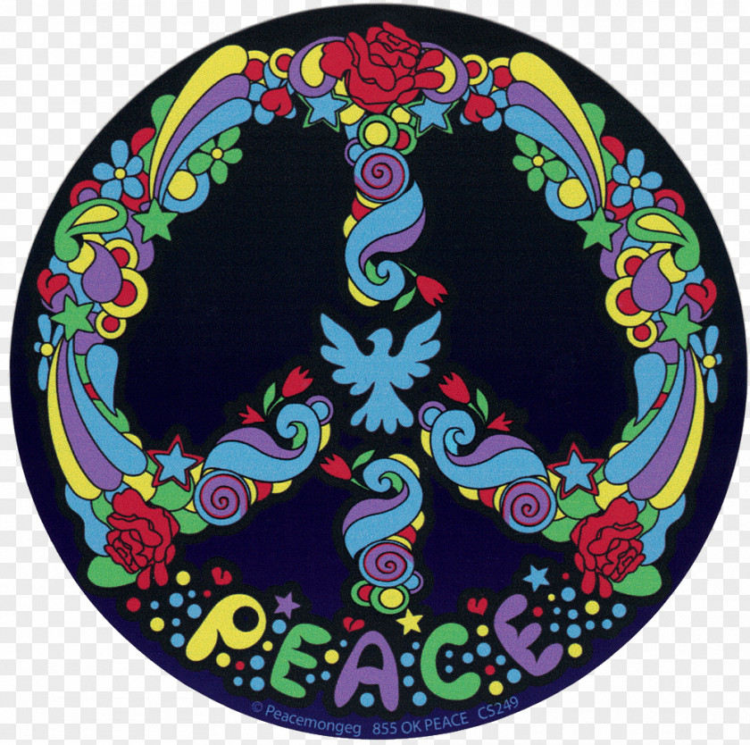 Hippie Pop Art Peace Symbols Psychedelic PNG