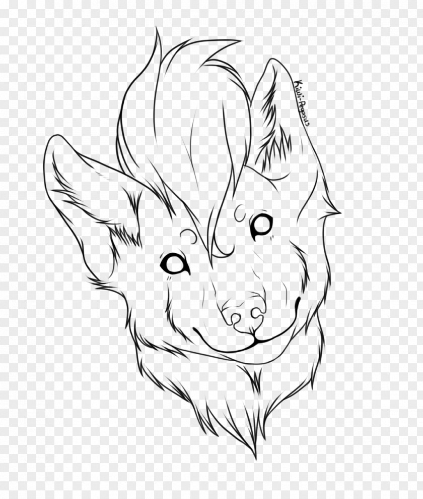 Wolf Line Art Drawing Dog Head Shot Sketch PNG