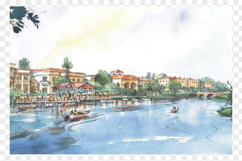 Painting Watercolor Waterway Resort Water Resources PNG