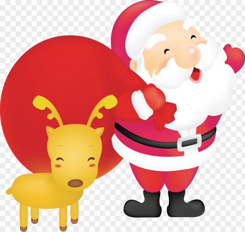 Cartoon Santa Claus Decoration Elk Christmas Clip Art PNG