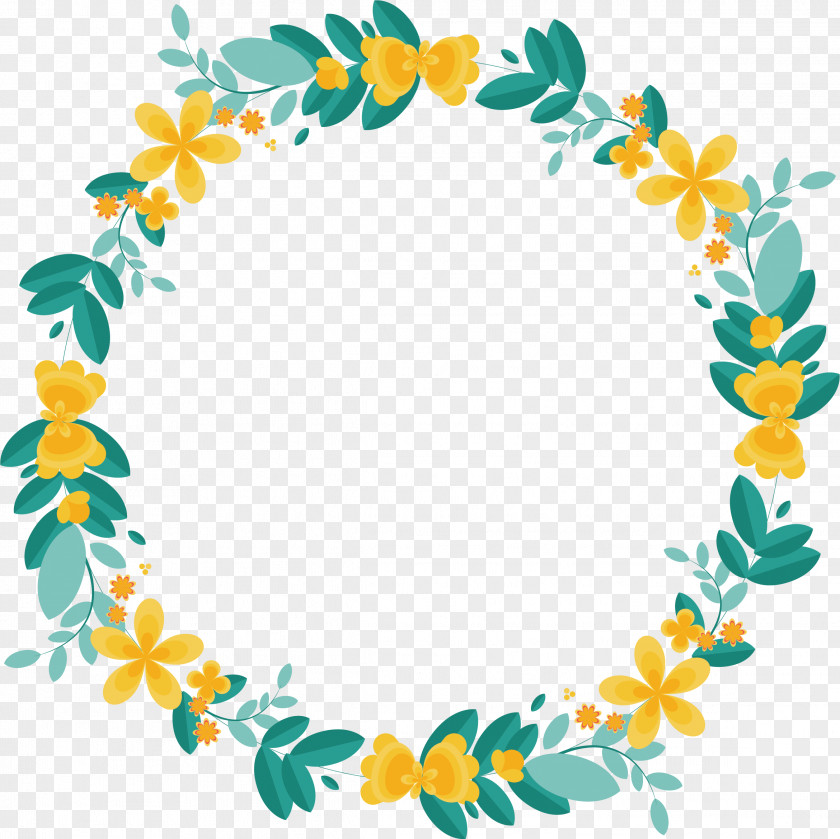 Leaves Splicing Love Ring Border Flowers Garland Wreath PNG