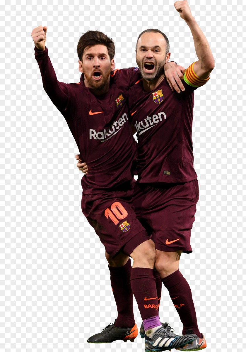 Lionel Messi Andrés Iniesta FC Barcelona Football Player Rendering PNG