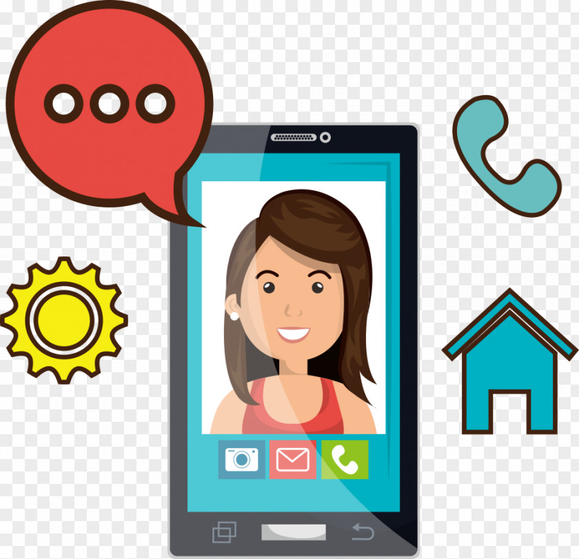 Vector Cell Phone Video Call Cartoon Mobile Videotelephony Clip Art PNG