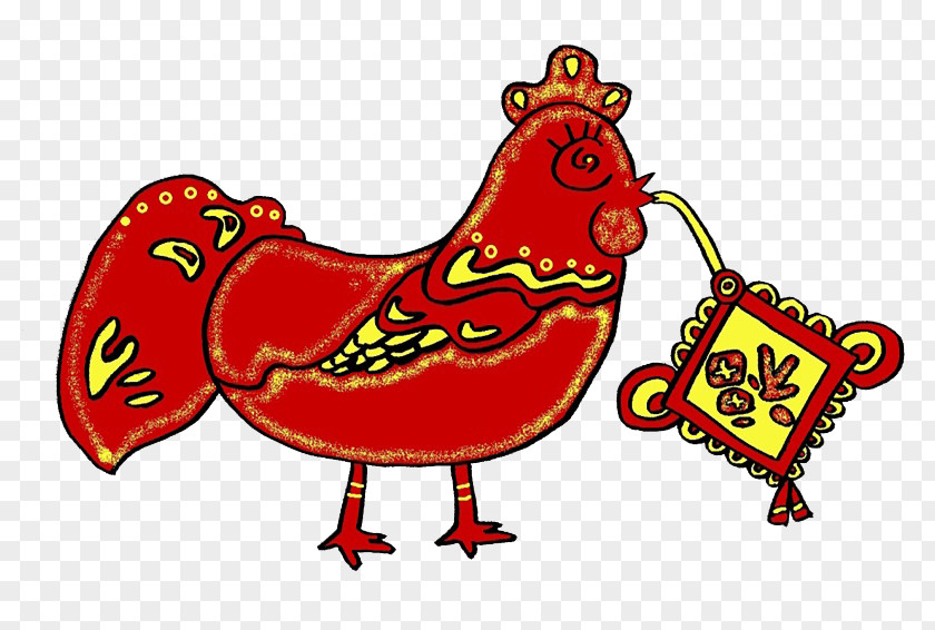 2017 Word Blessing Red Rooster Chicken Illustration PNG
