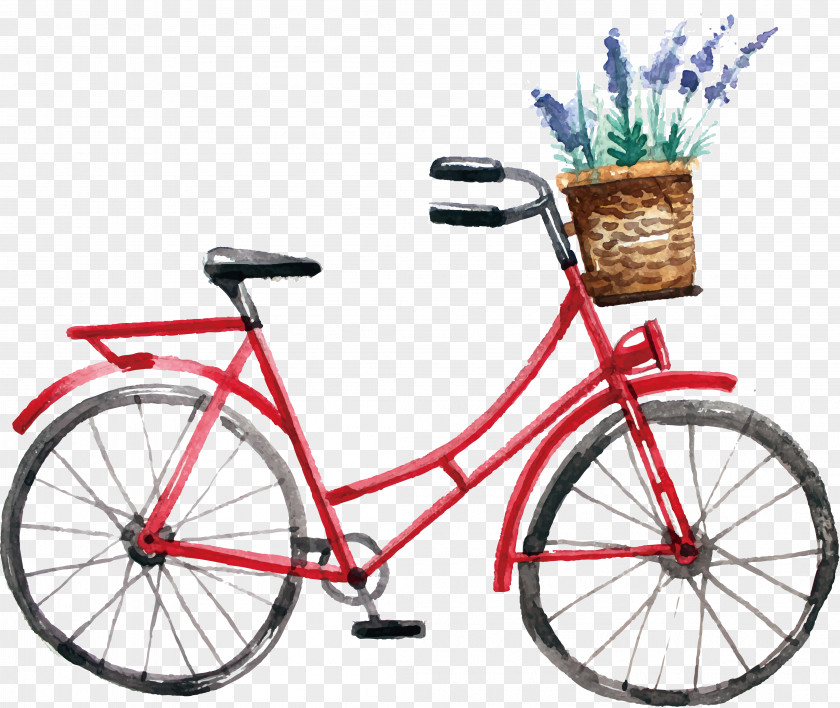 Watercolor Bike Design Bicycle Painting Cycling PNG