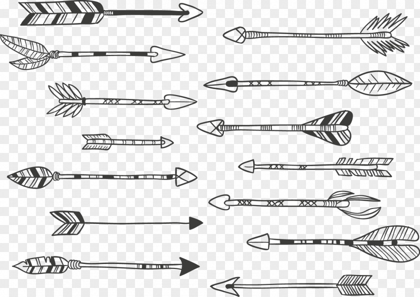 Gray Arrow Vector Calligraphy Drawing Clip Art PNG