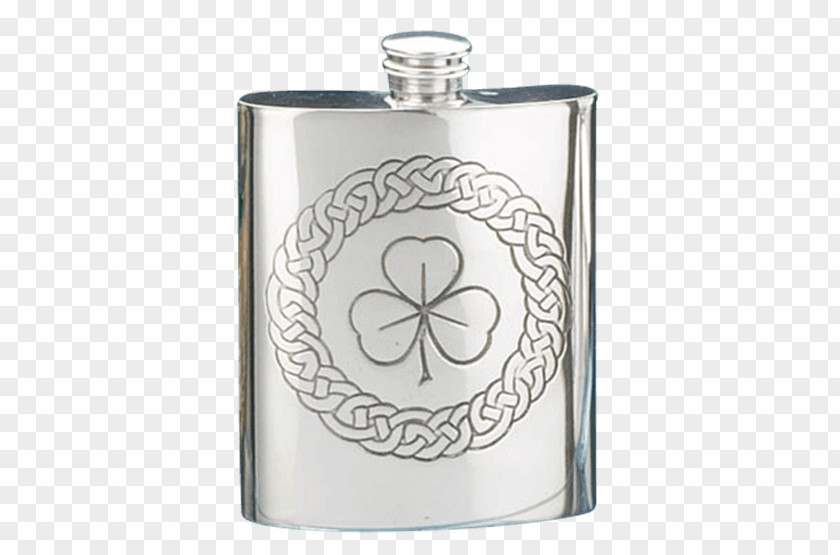 Gift Hip Flask Shamrock Pewter Ounce PNG