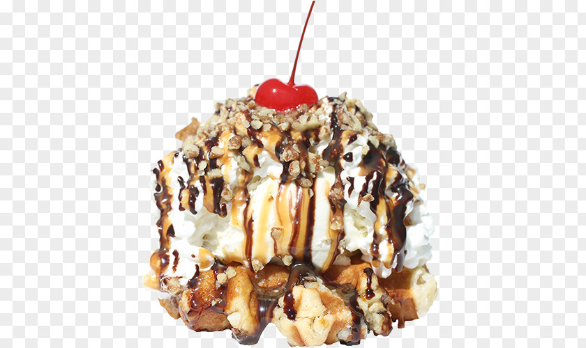 Peanut Butter Cake Sundae Ice Cream Belgian Waffle PNG