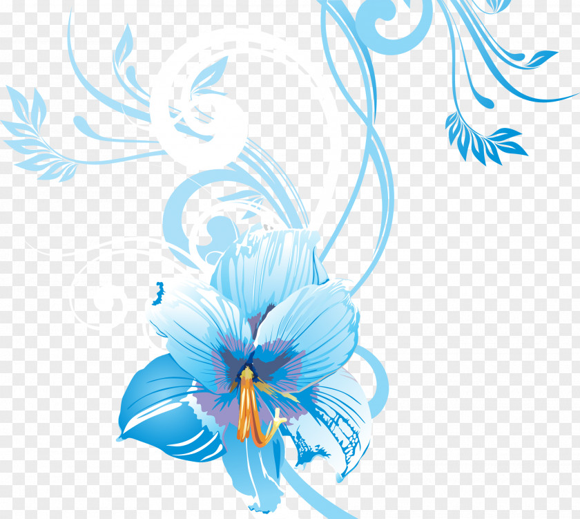 Floral Flower Desktop Wallpaper Blue Drawing PNG