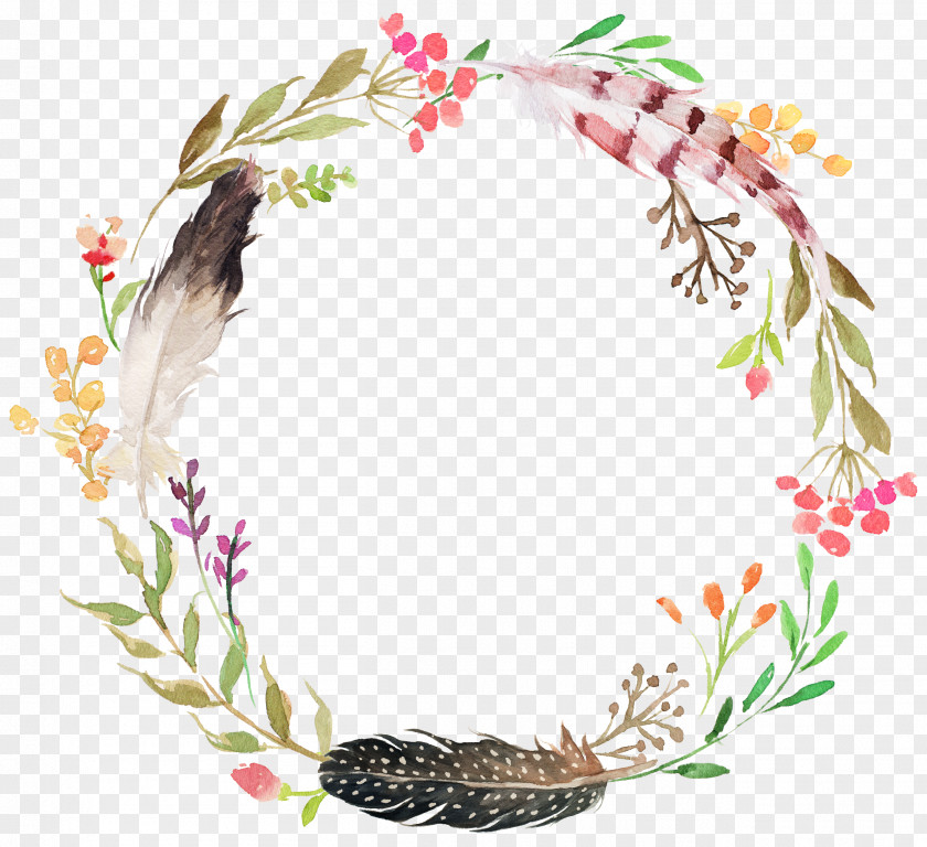 Flower Floral Design Wreath Watercolor Painting PNG