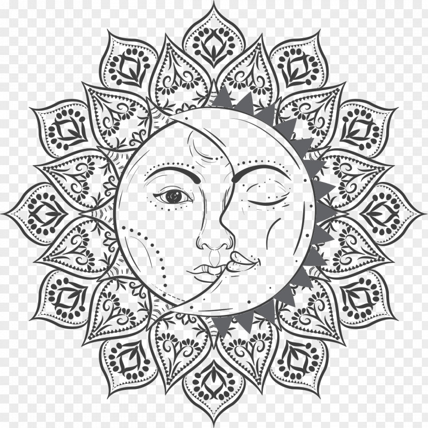Sun Solar Eclipse Coloring Book Illustration Moon PNG