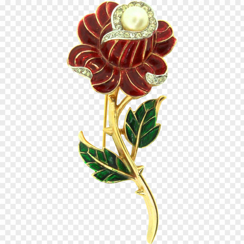 Thorny Vector Rose Family Cut Flowers Brooch PNG