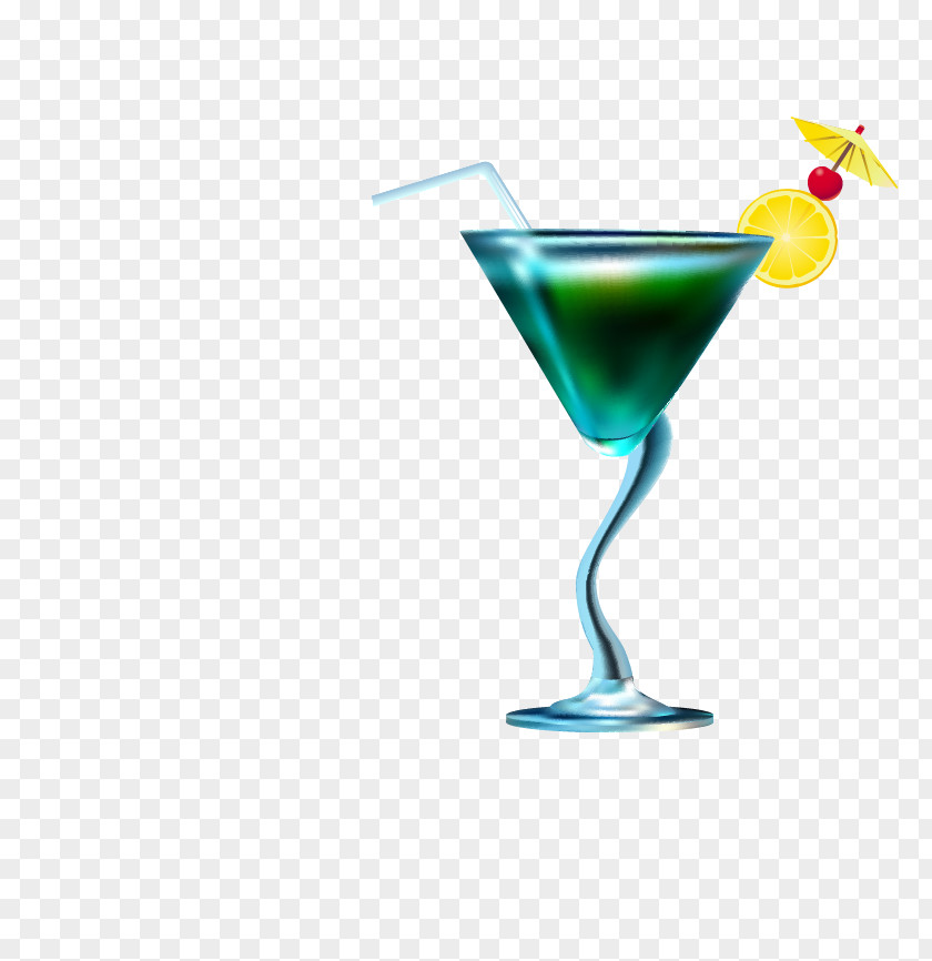 Vector Painted Cocktail Blue Hawaii Garnish Martini Cosmopolitan PNG
