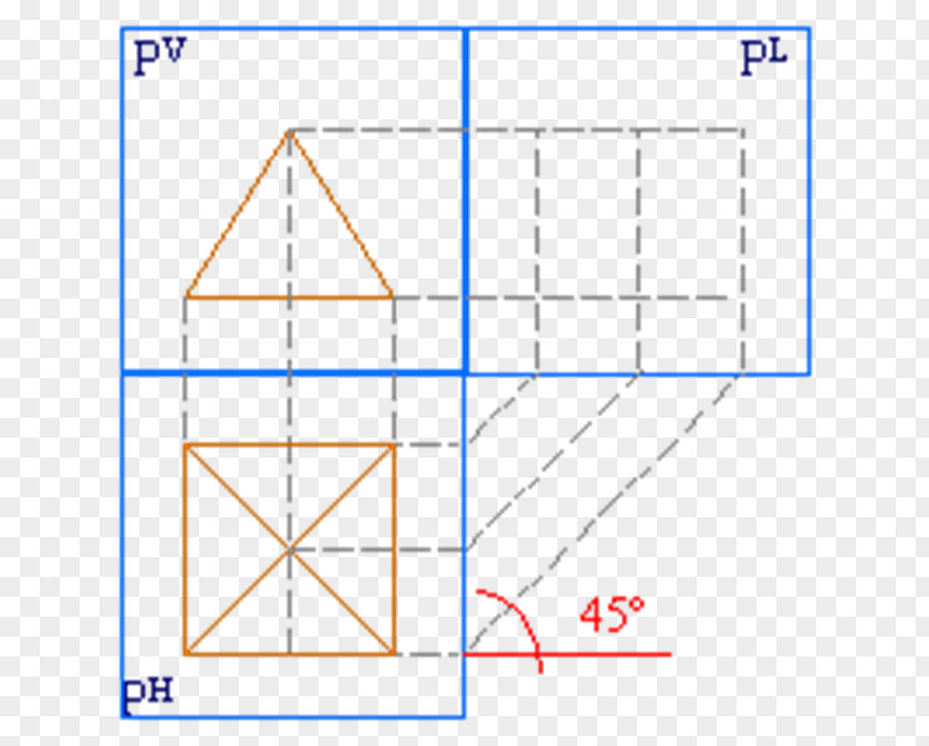 Triangle Point Diagram Orthographic Projection PNG