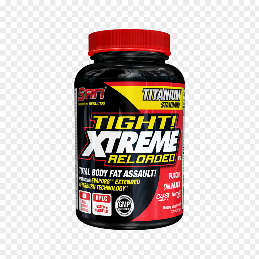 Fat Burners Product CapsuleExtreme Weight Loss Shakes Dietary Supplement S.A.N. Tight! Xtreme Reloaded 12 Hot Caps PNG