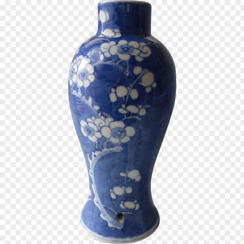 Ink Plum Blossom Vase Blue And White Pottery Meiping Porcelain Ceramic PNG