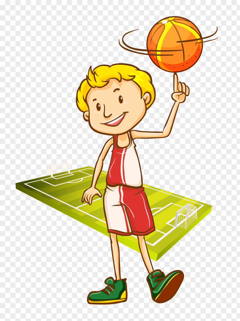 Vector Cartoon Hand Painted School Basketball Game Player Child Illustration PNG