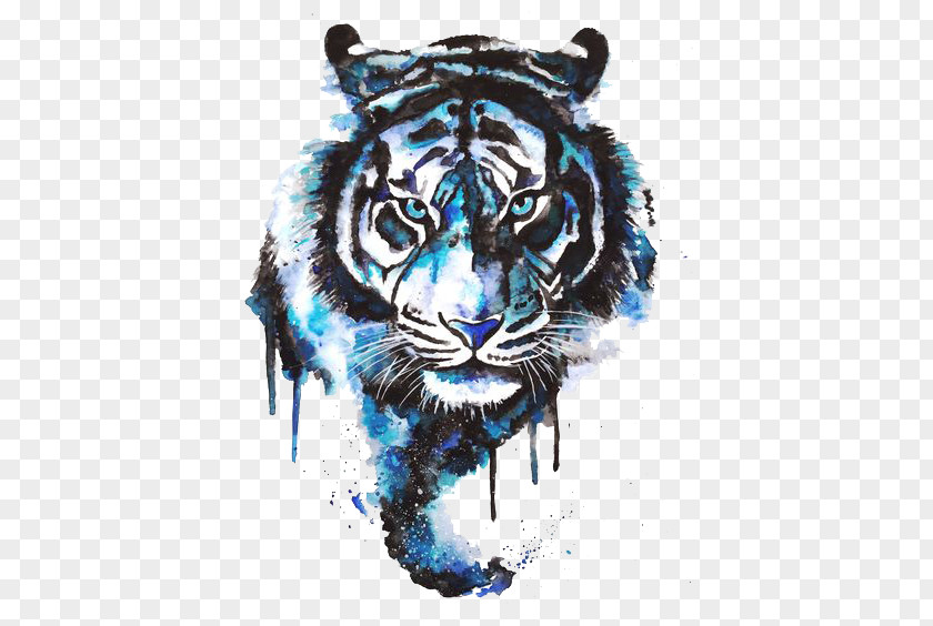 Watercolor Tiger Drawing Tattoo Art Painting PNG