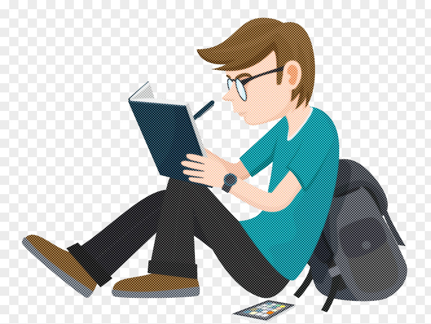 Cartoon Sitting Job Reading Learning PNG