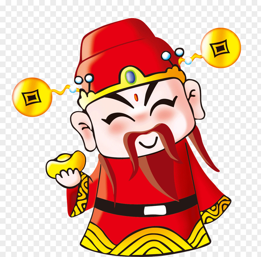 God Of Wealth Caishen Chinese New Year Cartoon PNG