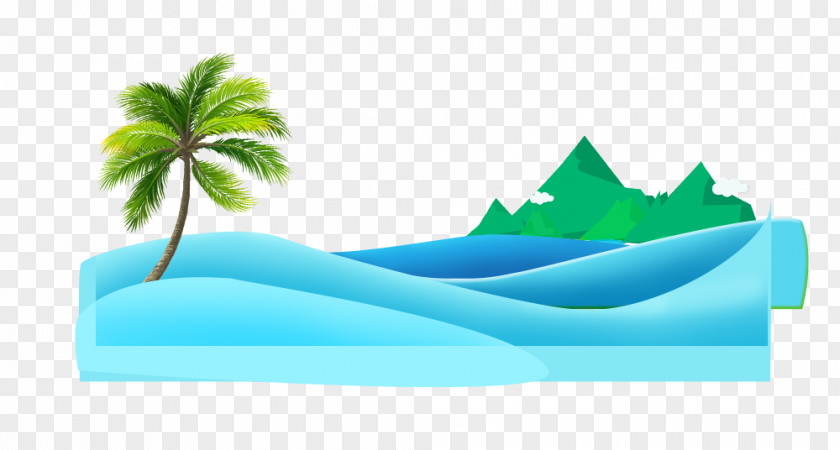 Cartoon Hand Painted Beach Island Drawing PNG