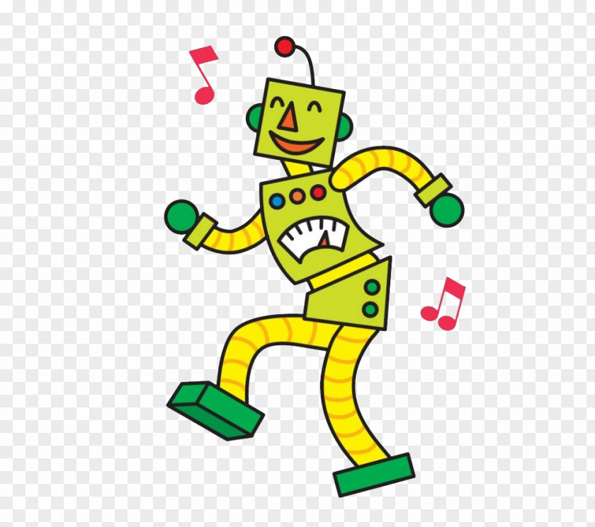 Happy Robot Disco Dancer Cartoon PNG