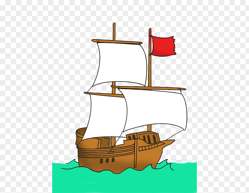 Ship Caravel Red Flag Clip Art PNG