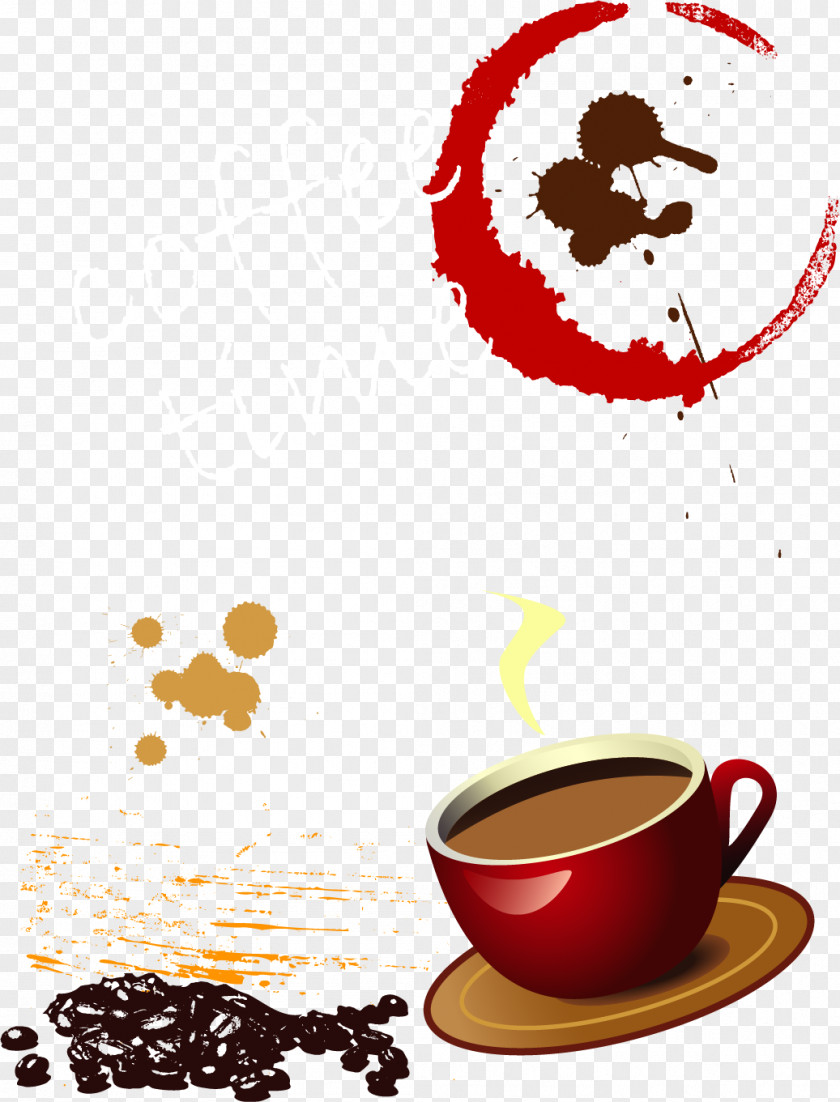 Vector Painted Scalding Coffee Cup Cafe Bean PNG