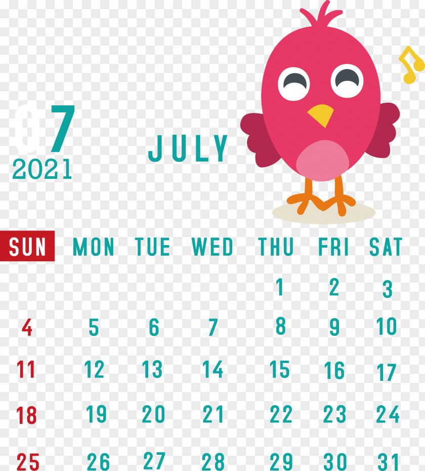 July 2021 Calendar PNG