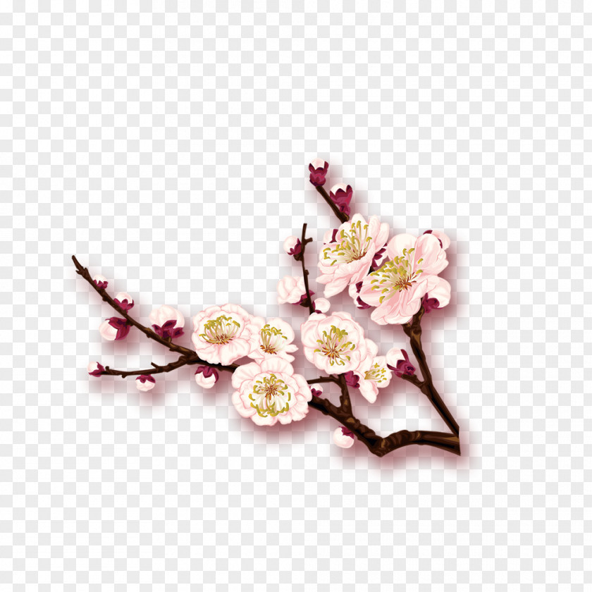 Winter Plum Paper Floral Design Chinese New Year Computer File PNG