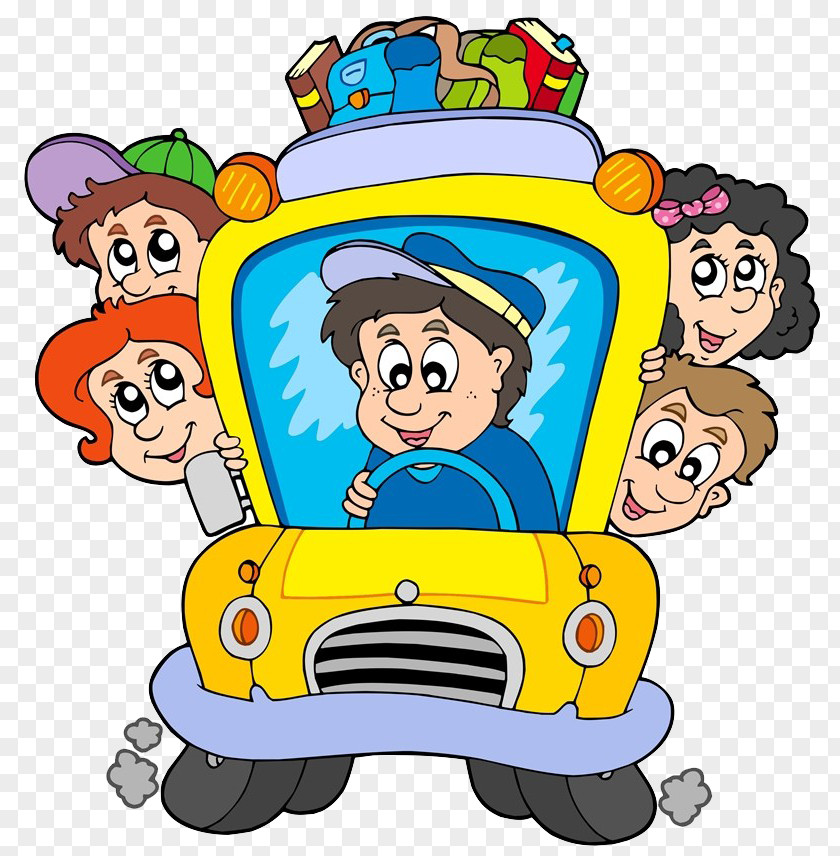 Driving People School Bus Cartoon Clip Art PNG