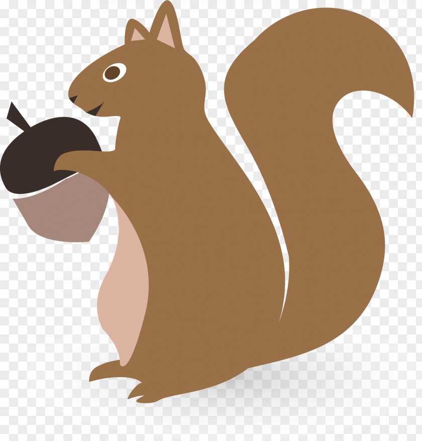 Vector Hand-painted Squirrel Silhouette Acorn Clip Art PNG