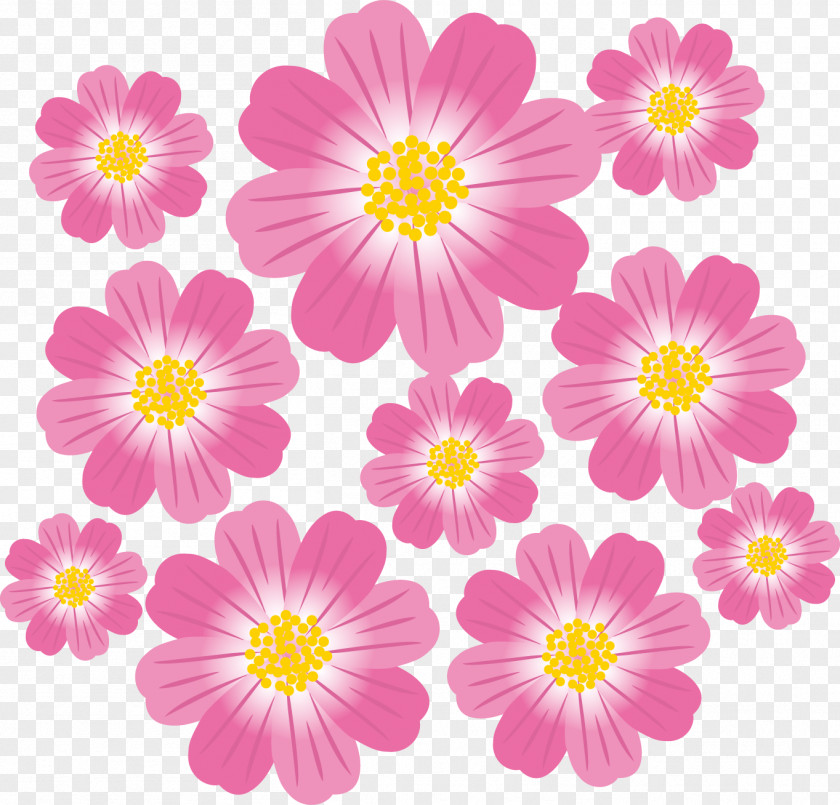 Cute Pop Flowers Clipart. PNG