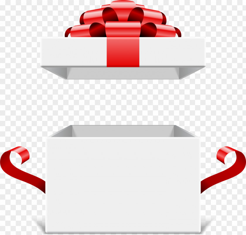 White Simple Gift Box Decorative Ribbon PNG