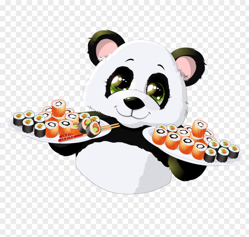 Sushi Panda Giant Japanese Cuisine Illustration PNG