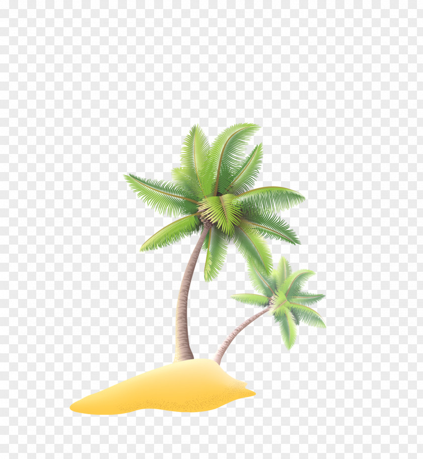 Coconut Tree Luxury Yacht Drawing Illustration PNG