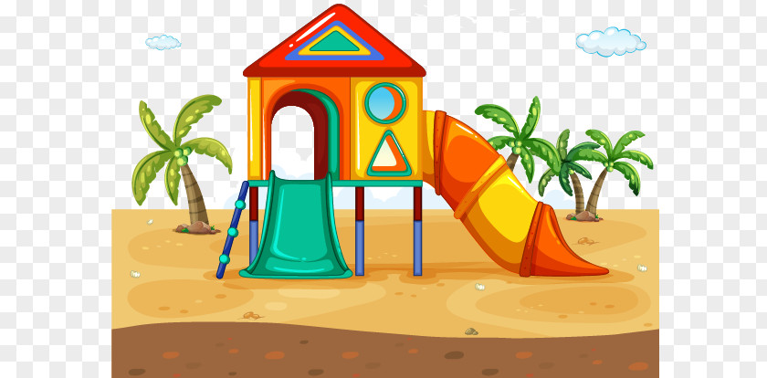 Cartoon Beach Coconut Tree Slippery Slide Playground Child Stock Photography Clip Art PNG