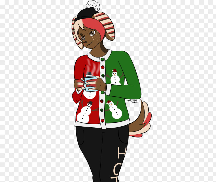 Ugly Sweater Christmas Elf Santa Claus Clip Art Illustration Ornament PNG