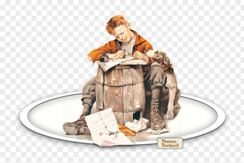 Painting Little Boy Writing A Letter Saturday Evening Post Norman Rockwell Paintings Checkup PNG