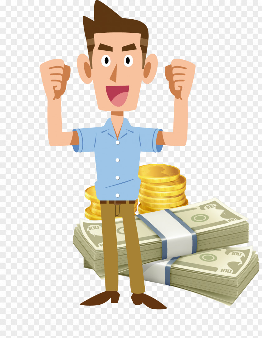 Vector Man With Money And PNG
