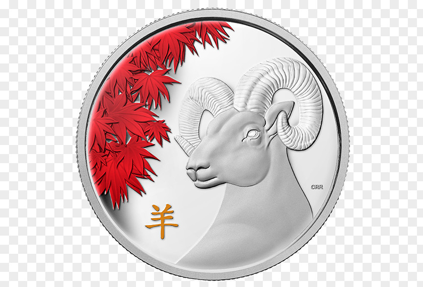 Goat Gold Coin Royal Canadian Mint Chinese Lunar Coins PNG