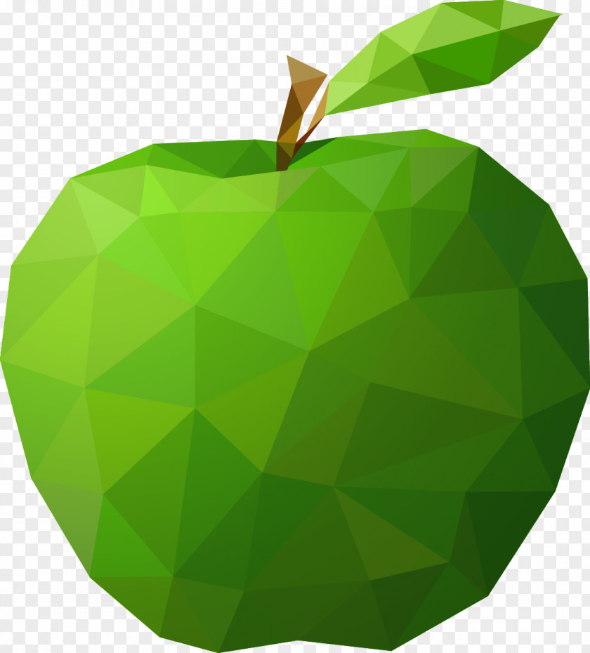 Low Polygon Vector Painted Green Apple PNG