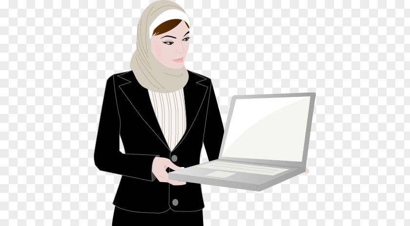 Laptop Woman Business Muslim PNG