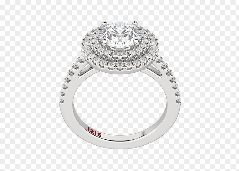 Glowing Halo Engagement Ring Diamond Cut Princess PNG