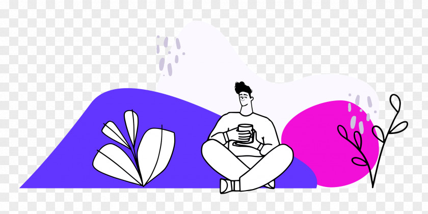 Person Sitting With Plants PNG